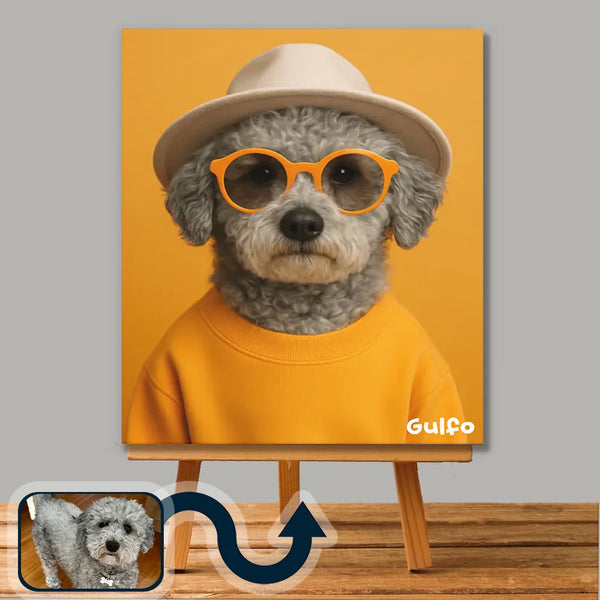 Urban streetwear citrus pet portrait on canvas – bold modern custom artwork by Picarty