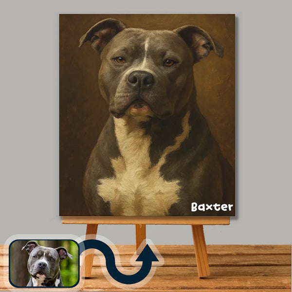 Classic oil painting dog portrait on canvas – elegant custom artwork by Picarty