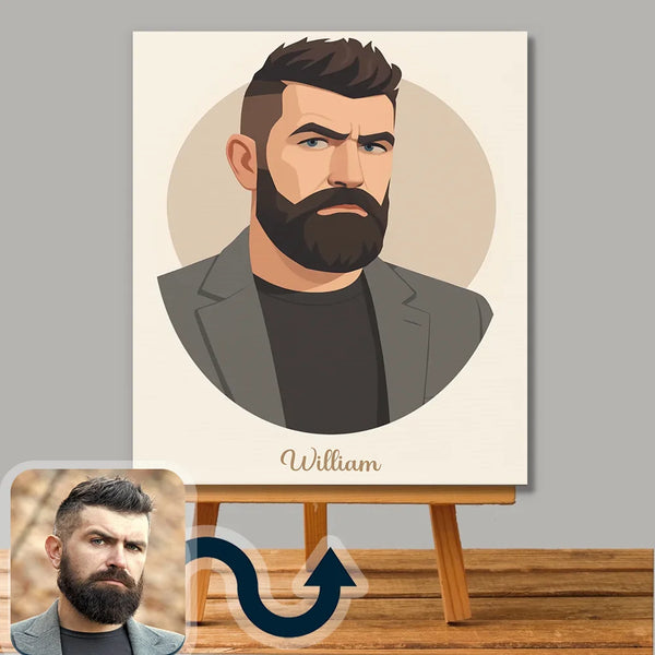 Vector Illustration Custom Portrait | Modern Flat Art Canvas