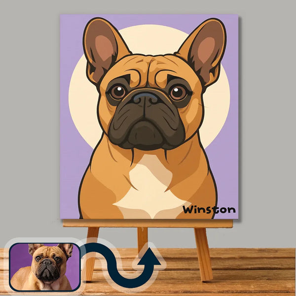 Cartoon dog portrait on canvas – personalized illustrated artwork by Picarty